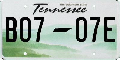 TN license plate B0707E