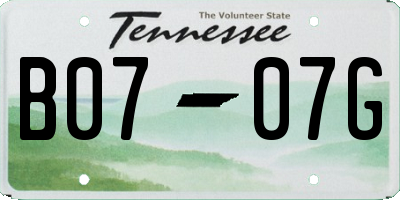 TN license plate B0707G
