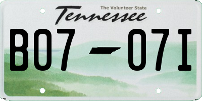 TN license plate B0707I