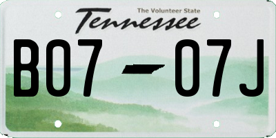TN license plate B0707J
