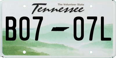 TN license plate B0707L
