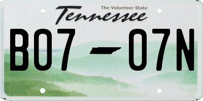 TN license plate B0707N