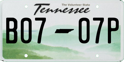 TN license plate B0707P