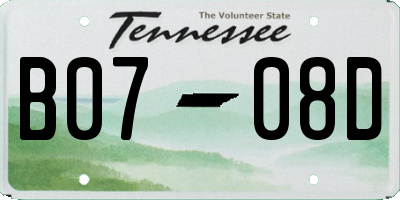 TN license plate B0708D