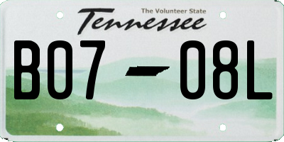 TN license plate B0708L