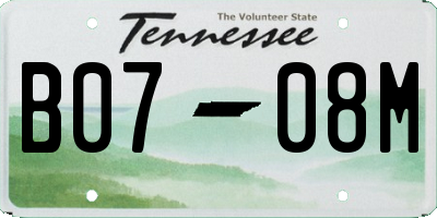 TN license plate B0708M