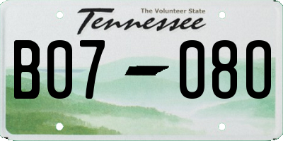 TN license plate B0708O