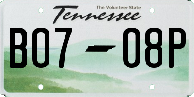 TN license plate B0708P