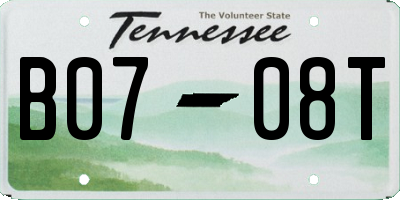 TN license plate B0708T
