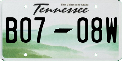 TN license plate B0708W