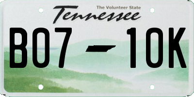TN license plate B0710K