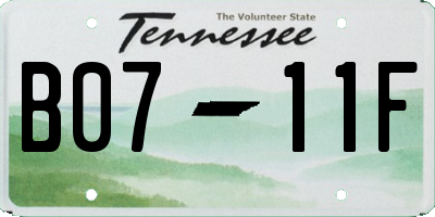 TN license plate B0711F