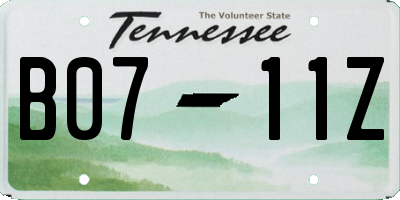 TN license plate B0711Z