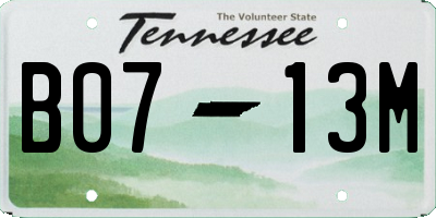 TN license plate B0713M