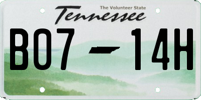 TN license plate B0714H