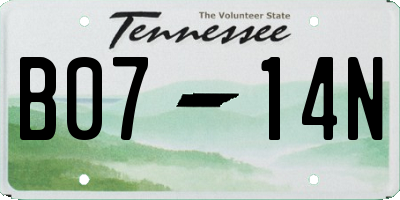 TN license plate B0714N