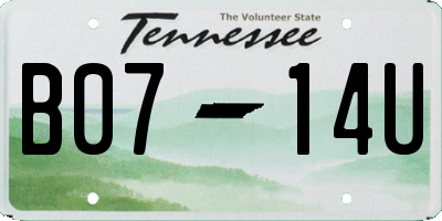 TN license plate B0714U