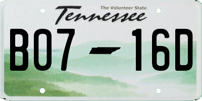 TN license plate B0716D