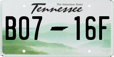 TN license plate B0716F