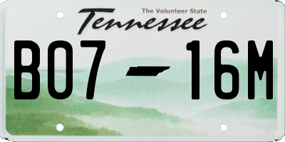 TN license plate B0716M