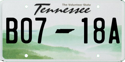 TN license plate B0718A