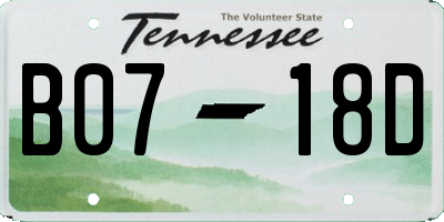 TN license plate B0718D