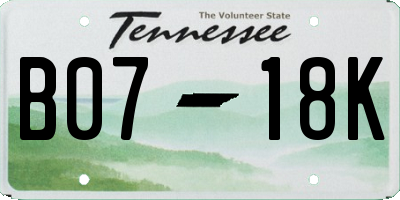 TN license plate B0718K