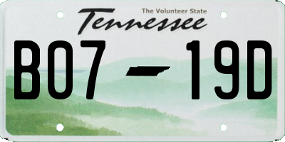 TN license plate B0719D