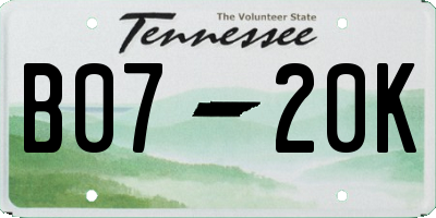 TN license plate B0720K