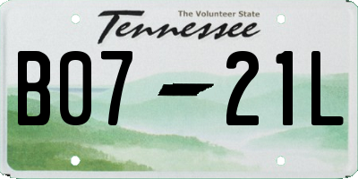 TN license plate B0721L