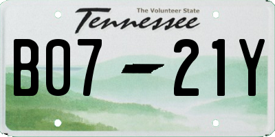 TN license plate B0721Y