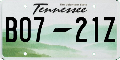 TN license plate B0721Z