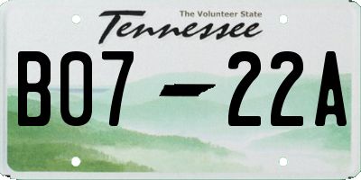 TN license plate B0722A