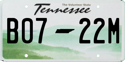 TN license plate B0722M