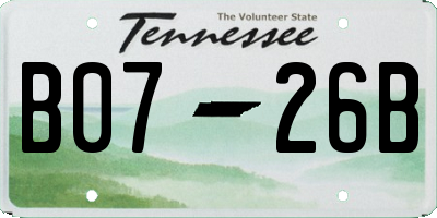 TN license plate B0726B