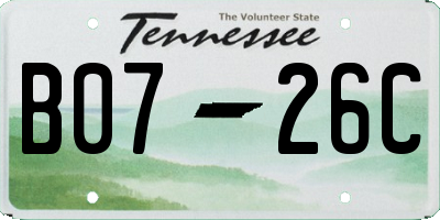 TN license plate B0726C