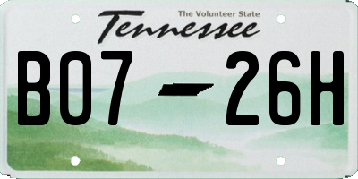 TN license plate B0726H