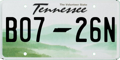 TN license plate B0726N