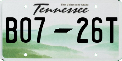 TN license plate B0726T