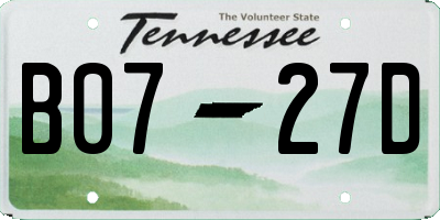 TN license plate B0727D