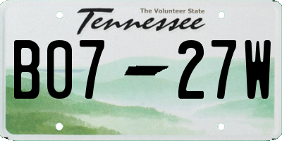 TN license plate B0727W