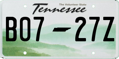 TN license plate B0727Z