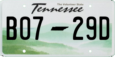 TN license plate B0729D