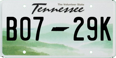 TN license plate B0729K