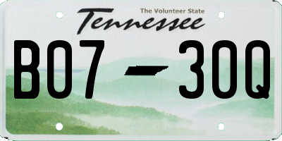 TN license plate B0730Q