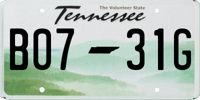 TN license plate B0731G