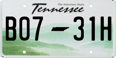 TN license plate B0731H