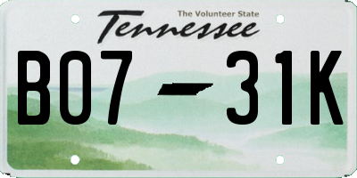 TN license plate B0731K