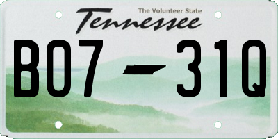 TN license plate B0731Q