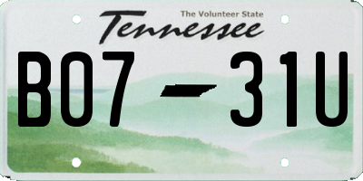 TN license plate B0731U